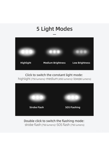 Yifomall 3 Kafa Led Bisiklet Işığı 750 Lumen 3000mah Şarj Edilebilir Pil Ipx5 Su Geçirmez Usb Powerbank Özellikli Ayarlanabilir Sürüş Işığı