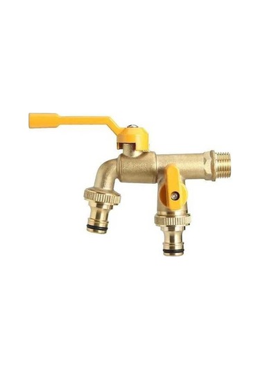 Bosphorusboutique02 Çift Su Musluk Adaptörü 1/2 1, Duvara Monte Pirinç Musluk, Bahçe Ve Ev Kullanımı 1