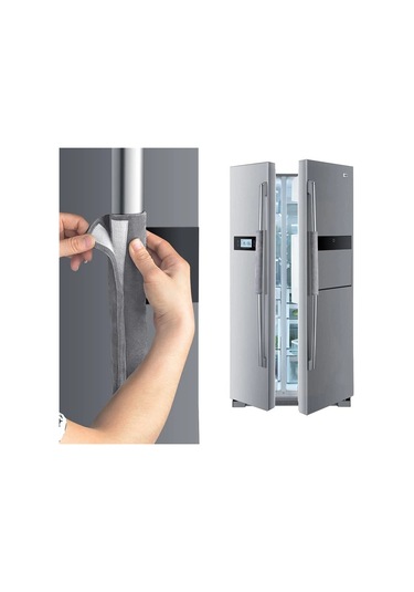 Sones 1 Çift Buzdolabı Sapı Kaymaz Kapak Mikrodalga Fırın Yağ Geçirmez Sap Kapağı Siyah