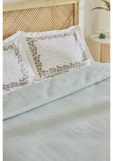 Karaca Home Roshell %100 Pamuk Tek Kişilik Pike Takımı Adaçayı Adaçayı