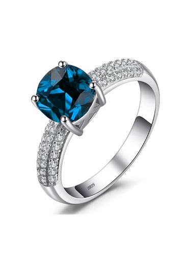 Brezza Lusso Jewelry Safir Taşlı Diamond Yarımtur Tektaş Kadın Gümüş Yüzük 13