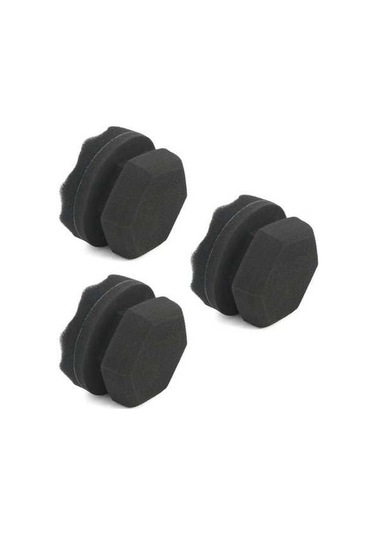 Pazly 3 Parça Lastik Bakım Uygulayıcı 3 İnç Dayanıklı Yıkanabilir Köpük Sünger Araç Temizleyici Siyah