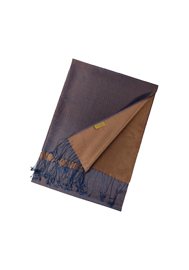 Mısırlı Eşarpları Çift Taraflı Düz Renk İpek Şal Petrol Mavi