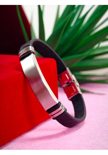 Çelik Derili Bileklik Kişiye Özel İsimli Paslanmaz Derili Çelik İsimli Bileklik 316 L Çelik Altın