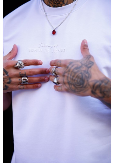 Beyaz Renk Bisiklet Yaka Şort Tişört Takım-1704 Beyaz