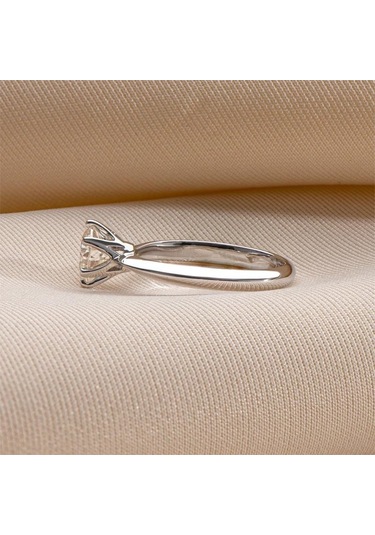 Yeşil Bague Ringen 1.0 Karat D Renk Mozanit Alyans Kadınlar Için En Kaliteli 18 K Beyaz Altın Renk 925 Ayar Gümüş Takı