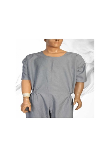 Benlife Kısa Kol Demans Tulumu Hasta Bakım Kıyafeti Gri