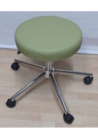 Ofis Taburesi Elden Hidrolikli Açık Yeşil Suni Deri Metal Yıldız