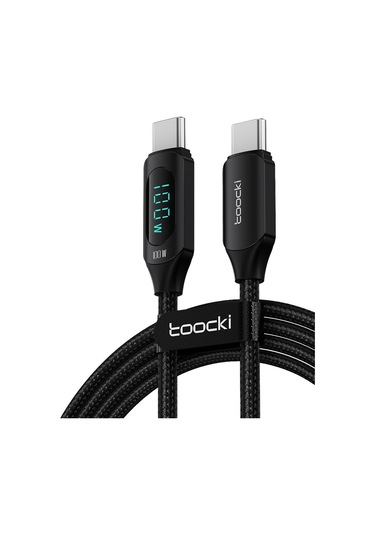 Toocki Tq-x03 2m 100w Hasırlı Type-c To Type-c Pd Hızlı Şarj Kablosu - Siyah