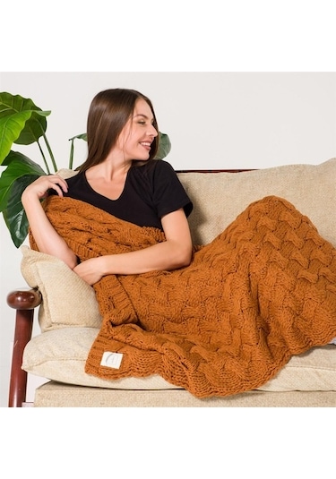 Serenita Saç Örgü Triko Tv Battaniyesi Throw Koltuk Şalı (538861623)-110X160