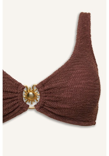 Defacto Regular Fıt Kırışık Dokulu Kahverengi Bikini Üstü E0206ax26smbn341 Kahve-bn341