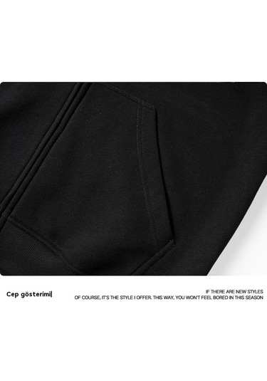 Erkek Sonbahar Ve Kış Suni Kürk Yaka Fermuarlı Sweatshirt Ceket Kayısı