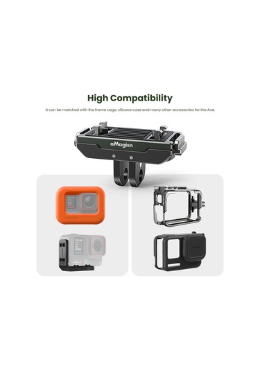 Amagisn Ac14 Manyetik Hızlı Çıkarma Montajı Aksiyon Kamerası İçin Metal Kamera Montajı Evrensel 1/4 İnç Vida Deliği Ve Insta360 Ace Pro/ Ace İle Uyumlu Spor Kamera Adaptörü Siyah