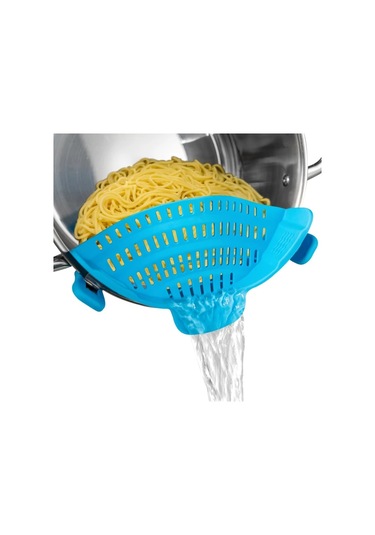 Chenkestoreone Mavi Pratik Klipsli Süzgeç - Tencereler Ve Kaseler İçin, Elektriksiz, Makarna Sebze Meyve Süzme, Dayanıklı Ev Ve Karavan Mutfak Aksesuarı Mavi