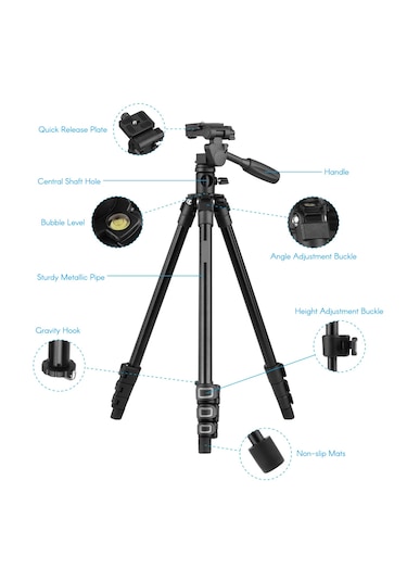 Ht-t02 Profesyonel Tripod 154 Cm Yatay Kullanım Çok Fonksiyonlu