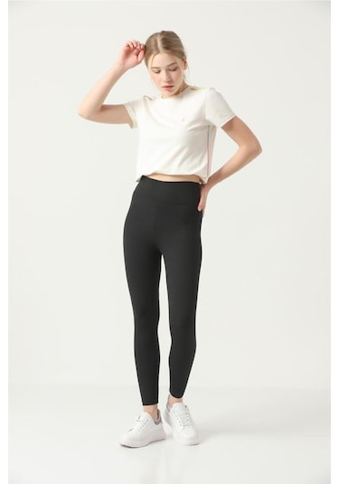 Kallima Siyah Içi Polarlı Kışlık Yüksek Bel Toparlayıcı Fitilli Tayt Siyah