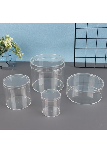 1 Adet Akrilik Şekerleme Kutusu Şeffaf Plastik Yuvarlak Kek Tatlı Kutusu Çikolata Düğün Partisi İkramlık Paketleme Saklama Kapları Şeffaf