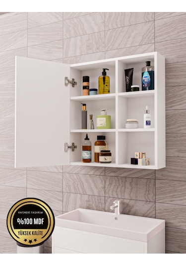 Dalin Tek Kapak Aynalı Banyo Dolabı Beyaz
