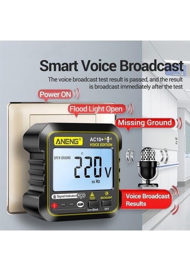 Trendooze Aneng Sesli Priz Test Cihazı: Çok Fonksiyonlu, Güvenlik Koruma, 220v Ev Ve Pro Kullanım