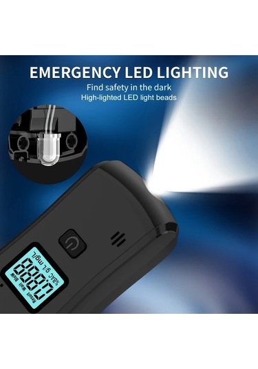 Motion003 Profesyonel 0.20 Bac Alkol Test Cihazı 1 Adet Cihaz + 5 Nozul Yüksek Doğruluklu Taşınabilir Lcd Ekran Abs Gövde Aaa Pil