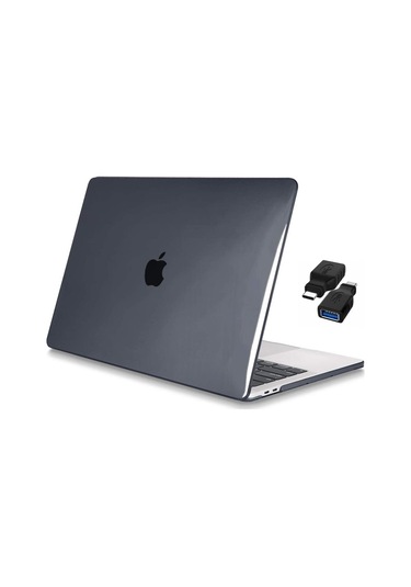 13" Macbook Uyumlu Air M2 A2681 Kristal Siyah Kılıf Koruyucu Kapak + Usb Çevirici