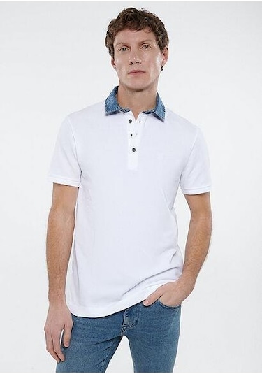 Mavi Erkek Polo Tişört Beyaz 062685-27879 Beyaz