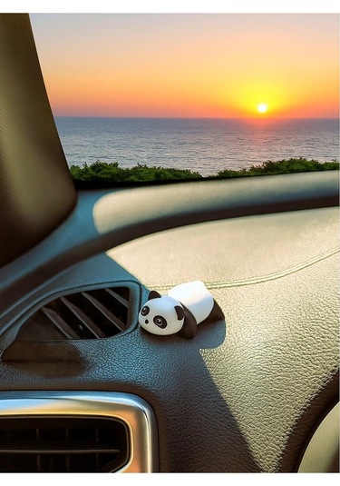 1 Adet Mini Panda Araç İçi Aksesuar Torpido Süsü Araba Dikiz Aynası Süsü Dekoratif Obje
