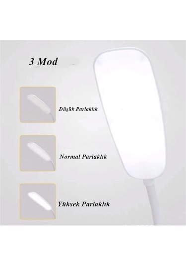 Şarjlı Masa Lambası Dokunmatik Düğmeli 3 Mod 18 Led Beyaz Masa Lambası Beyaz