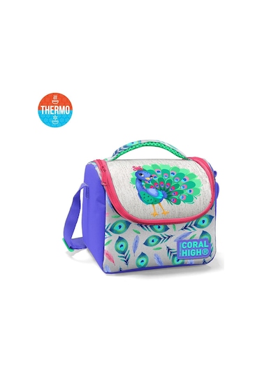Coral High Kids Gümüş Lavanta Tavus Kuşu Desenli Thermo Beslenme Çantası 11869