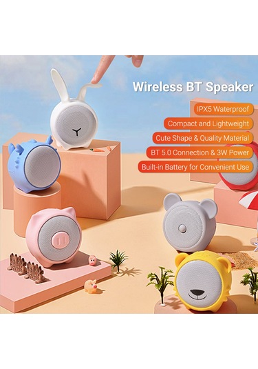 Geeroyoo Bt 5.0 Bluetooth Hoparlör, Ipx5 Su Geçirmez, 3w Güçlü Ses, Taşınabilir Mini Müzik Çalar, Abs+silikon Malzeme, Ev/ofis/kamping İçin