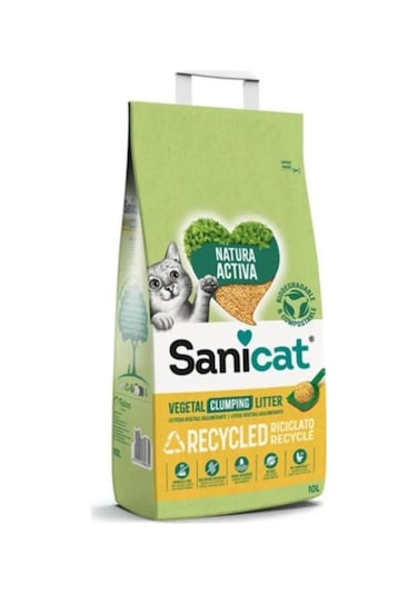 Sanicat Vegetal Clumping Litter Topaklaşan Organik Bentonit Kedi Kumu 10 L
