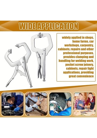 Fochsia 2 Adet 6 Inç Kilitli C Mengene, 6'lı Set Kilitli Kaynak Mengenesi, Ağır Hizmet Tipi Marangoz Mengenesi