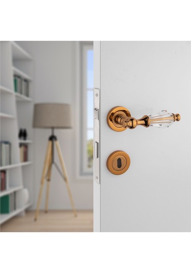 Topkapı Kristal Cam Rozetli Albirifin Oda Kapı Kolu Koldoor 5 Takım