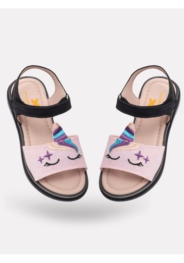 Unicorn Shine 3d Kız Sandalet Pembe - Siyah