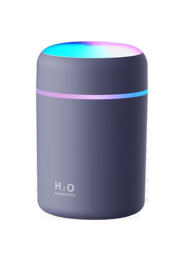 Moveevo Oto Hava Nemlendirici Aromaterapi İçin Küçük Boylu Usb Şarjlı 220ml Nano Buhar Atomizasyonu Renkli Işık Özelliği Gri