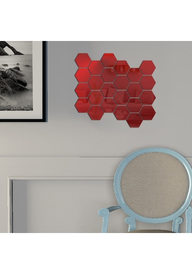 Ruicoo 32'li Çıkarılabilir Ayna Çıkartmaları - Dıy Ev Dekoru İçin Hexagon Aynalar Yatak Odası, Banyo, Salon
