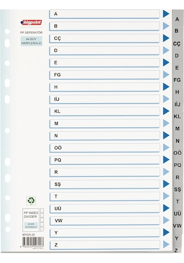 Bigpoint Pp Seperatör Harfler A-z X 15 Adet