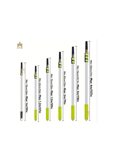 Willowhaven 39"-157" Uzatma Teleskopik Çubuk 3 Bölüm 1.5m Temizlik Boyama Diğer