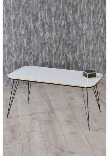 Orta Sehpa Kr Siyah Tel Ayak Çift Altın Beyaz Beyaz