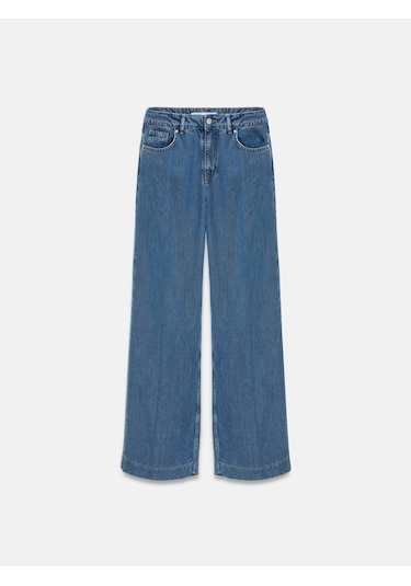 Dilvin 72102 Dökümlü Wide Leg Jean-mavi Mavi