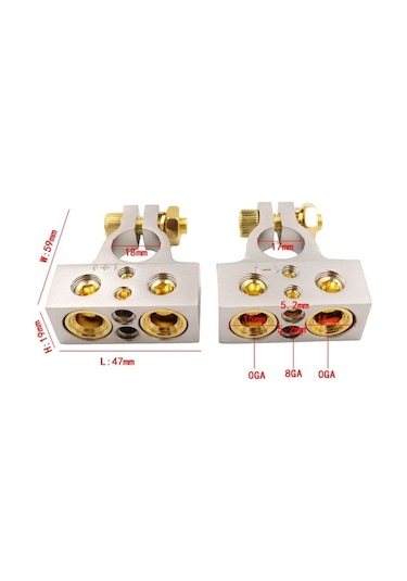 Novahub 0/2/4/8 Awg Pil Terminal Bağlantıları, Çinko Bakır Halkalı, 12-48v Uyumlu, Şeffaf Kapaklı