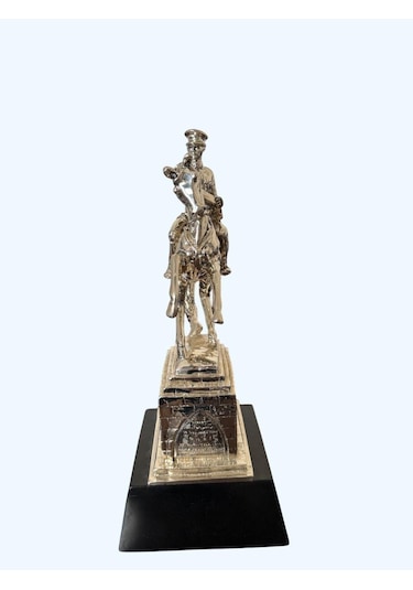 Atın Üstünde Atatürk Büstü Heykel Biblo 43 Cm Gümüş Renk