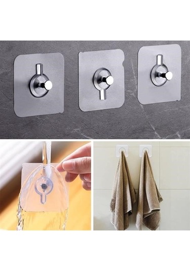 Ollevra Süper Güçlü Çerçeve Askısı Yapışkanlı Raf Tutucu Askı Pin Delgisiz Vidalı Tırnak Kanca 4 Adet