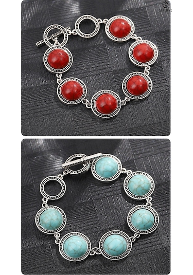 Bohem Etnik Tarzı Turkuaz El Takısı Klasik Açık Lüks Kırmızı Turkuaz Yeşil