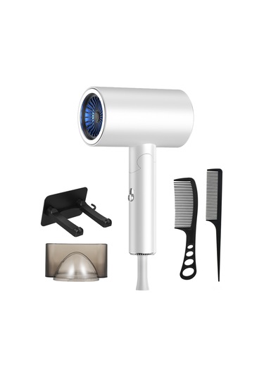 Skycity 1900w Ev Ve Seyahat Kullanıma Uygun Katlanabilir Saç Kurutucu - Akıllı Sıcaklık Kontrolü, Mavi Işık Saç Koruma, 3 Ayar Güçlü/yumuşak Rüzgar, Isı - Beyaz, Avrupa Standartı 220-240v