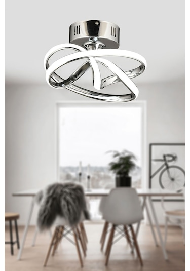 Vino Riserva Model Krom Kaplama Metal Salon Mutfak Oturma Yatak Odası Modern Led Plafonyer Avize Krom