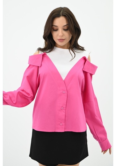 Kadın Omuz Atlet Detaylı Gömlek 1737-24 001