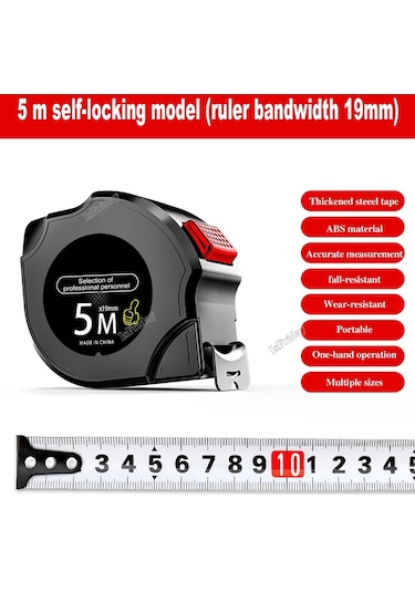 5 M 19mm-3 5 7.5 10 M Kendinden Kilitli Çelik Mezura Taşınabilir Yüksek Hassasiyetli Metrik Cetvel Kalınlaşmış Su Geçirmez Mesafe Ölçüm Araçları