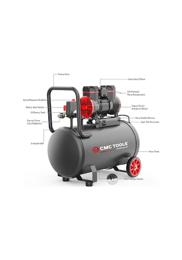 Cmc Cmc-0912 50 Litre Sessiz Yağsız Hava Kompresörü 2 Hp