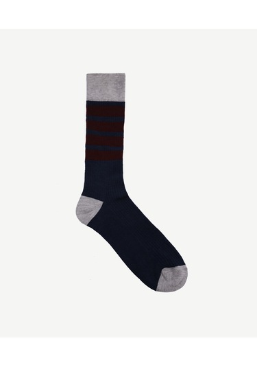 Yargıcı Çizgi Deaylı Çorap Lacivert